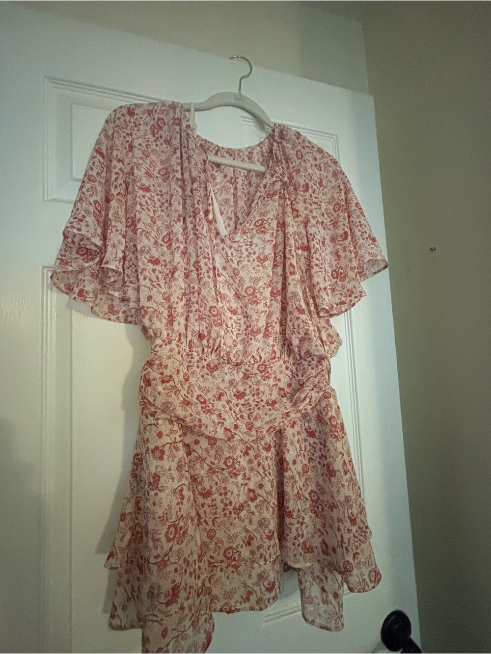 Floral Pink Ruffle Mini Dress